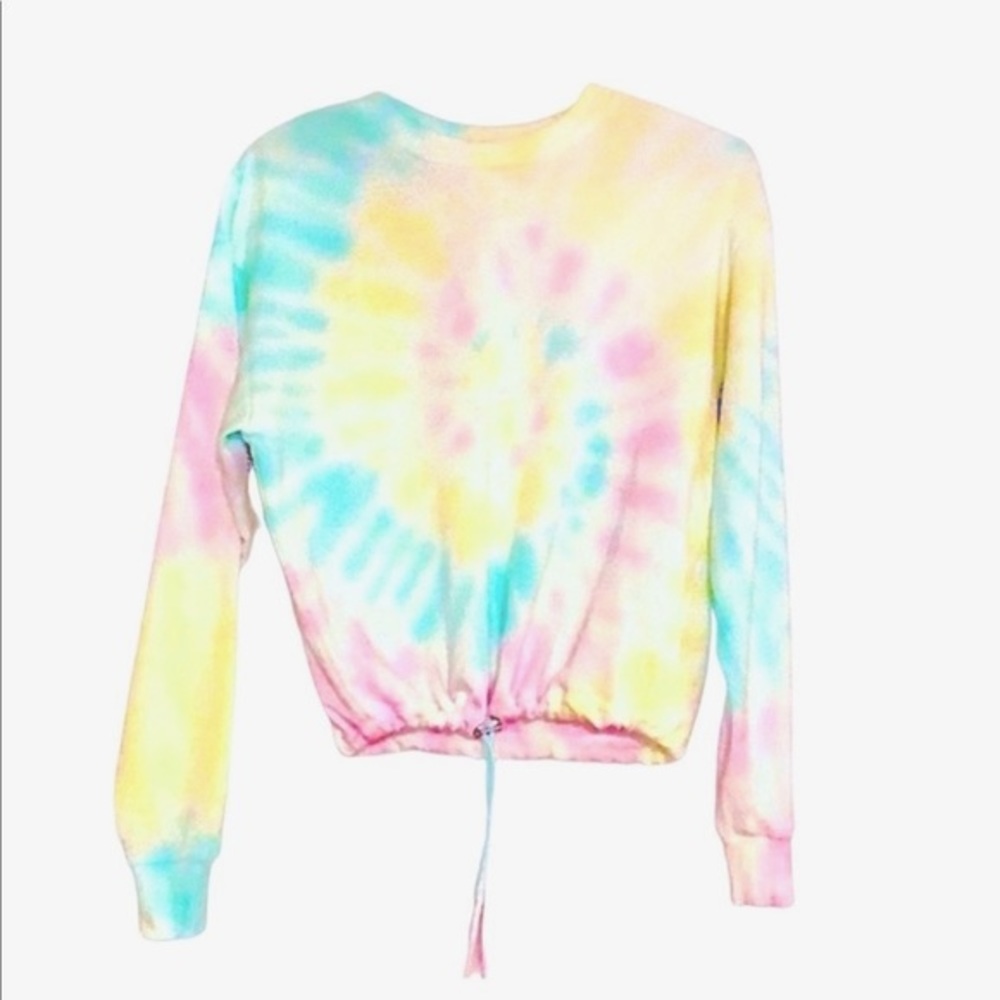 Groovy Pastel Tie Dye Cropped Sweatshirt